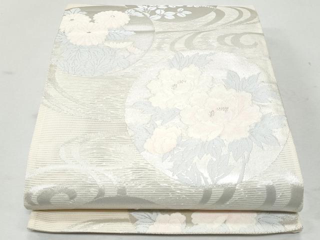 平和屋着物＊夏物　六通柄袋帯　流水花丸文　金銀糸　正絹　逸品　CAAW6981fb