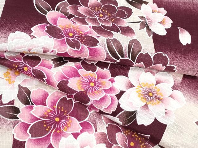 Female Yukatas - 平和屋着物∴夏物　浴衣　綿紅梅　市松枝桜　綿　逸品　CABE8913ng
