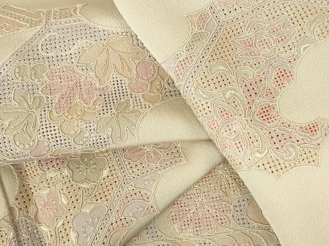 平和屋着物●中国三大刺繍　スワトウ刺繍　汕頭刺繍　総刺繍　訪問着　蜀江花文　正絹　逸品　DABH0141op