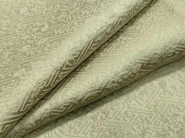 平和屋着物▽上質な色無地 単衣 紗綾形草花地紋 若芽色 正絹 逸品 CAAV8942gh