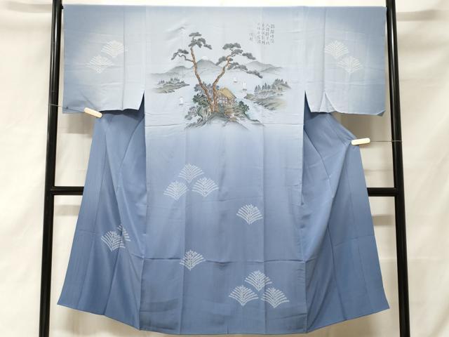平和屋着物■男性　長襦袢　袷　絞り　富士　御所解文　暈し染め　正絹　逸品　CABF3704ev