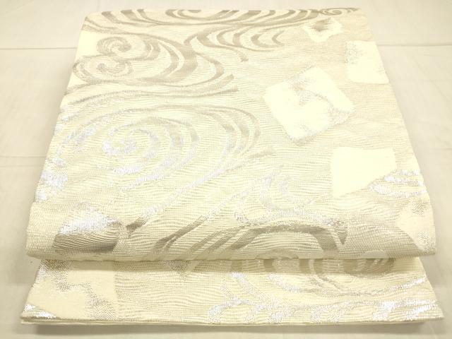 平和屋着物＊夏物　六通柄袋帯　流水文　銀糸　正絹　逸品　DAAW4190cm