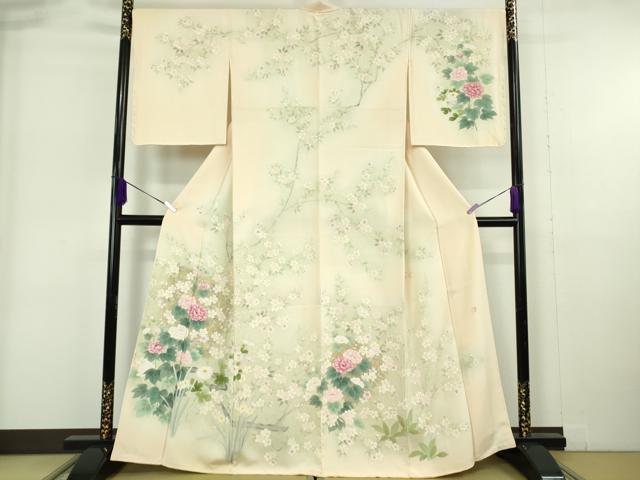 和服衬裙 - 平和屋本店●極上　訪問着　作家物　草花文　暈し染め　逸品　DZAB6170kh6