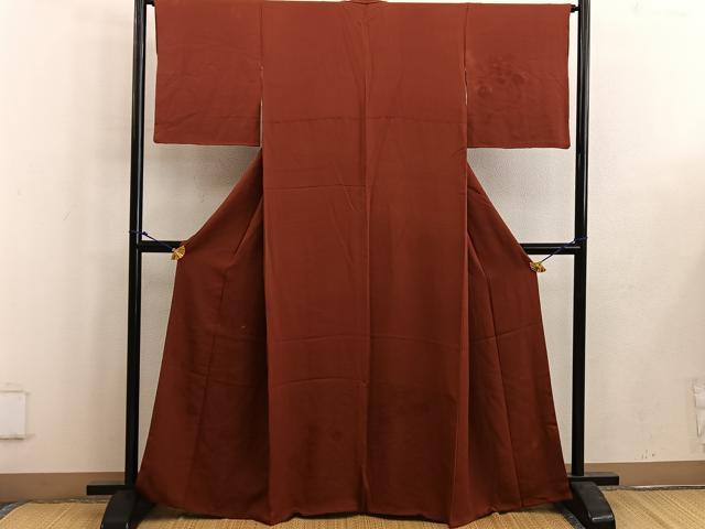 平和屋着物■無地絵羽訪問着　貝桶花地紋　弁柄色　正絹　逸品　BAAW6154mz