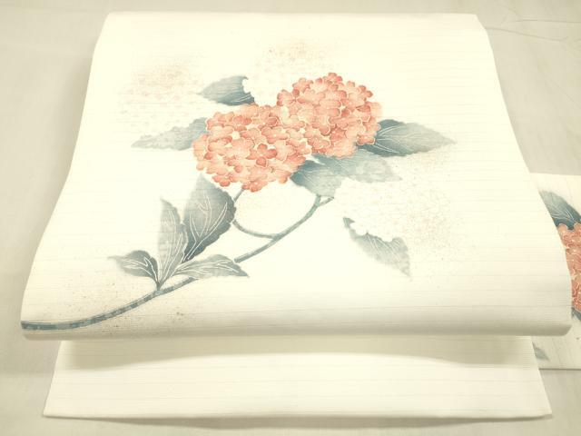 平和屋着物＊夏物　九寸名古屋帯　紫陽花　金彩　DABD6885cm