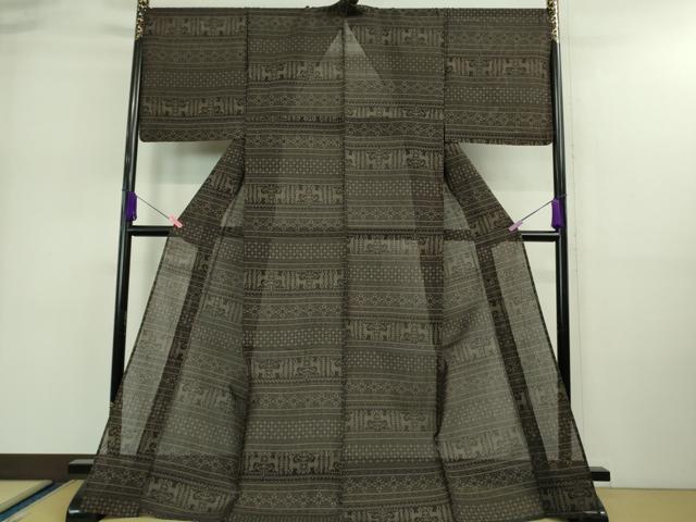 平和屋着物■極上　夏物　結城紬　夏結城　100亀甲　名物裂　横段文　逸品　DZAA9124kh5