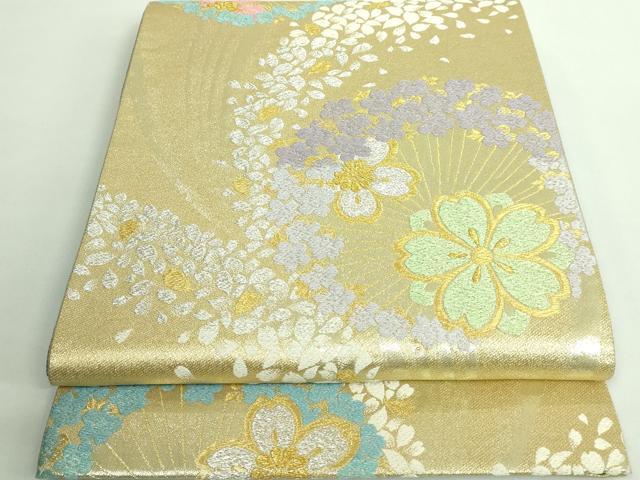 平和屋着物■極上　六通柄袋帯　唐織　舞桜　金銀糸　逸品　DZAB0008kh5