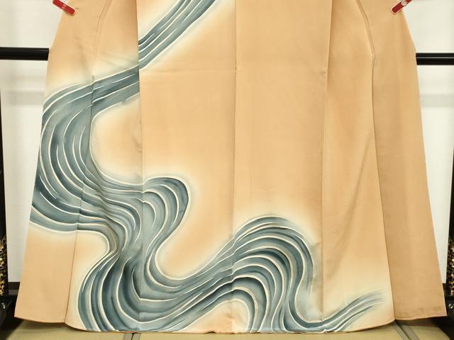 平和屋着物■訪問着　手描き　流水文　暈し染め　銀彩　正絹　逸品　DABD2686cd