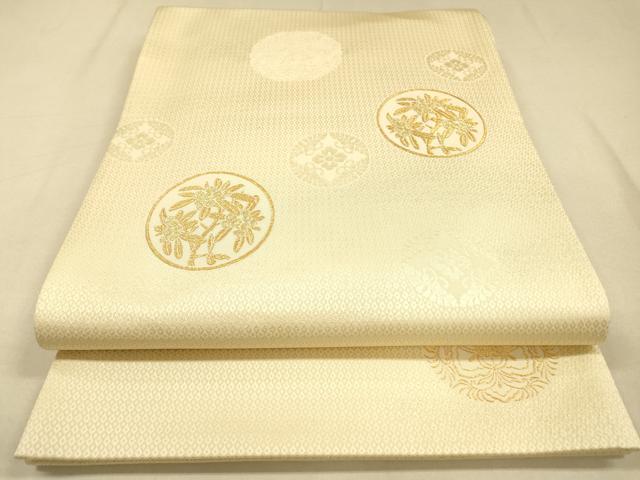 平和屋着物●六通太鼓柄袋帯 花丸文 金糸 正絹 逸品 DAAJ6196fe