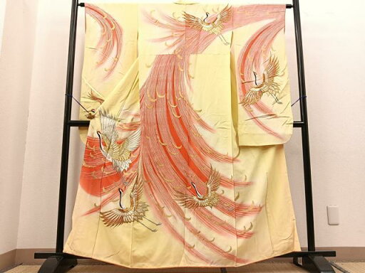 平和屋着物■豪華振袖 刺繍 飛鶴文 暈し染め 金彩 正絹 逸品 BAAN9702yc 平和屋着物■豪華振袖 刺繍 飛鶴文 暈し染め 金彩 正絹 逸品 BAAN9702yc