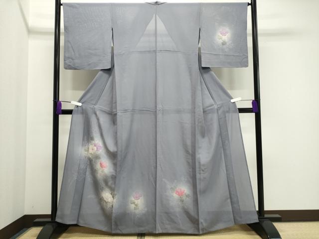 平和屋着物＊夏物　訪問着　絽　草花文　蛍暈し　正絹　逸品　CAAV9086gh