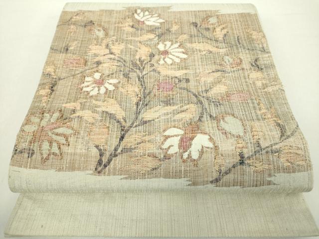 平和屋着物●太鼓柄袋帯　草花文　金糸　正絹　逸品　DABA1757ps
