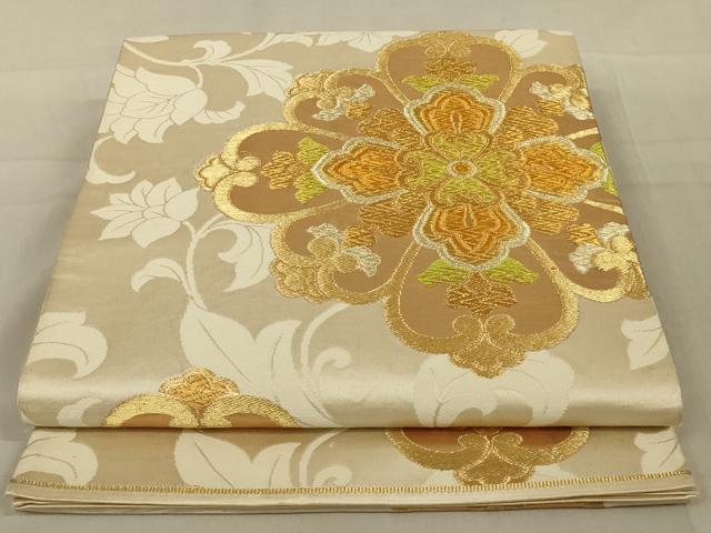 平和屋着物◎六通柄袋帯　正倉院花文　金銀糸　正絹　逸品　AAAY9741ou