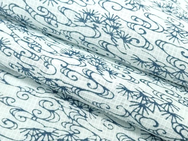 Rakuten - 平和屋着物∴夏物 浴衣 綿紅梅 藍 霞枝松 綿 逸品 CABH1266ng