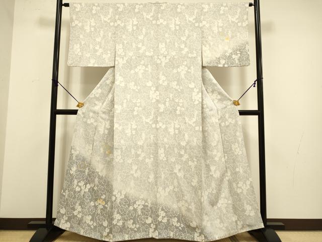 平和屋着物●訪問着 駒刺繍 葡萄蔦の葉文 暈し染め 正絹 逸品 DABA8885du