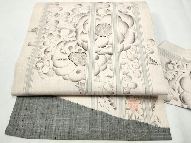 平和屋着物●西洞院辻が花 大脇一心 九寸名古屋帯 紬地 正絹 逸品 CABB9280hy