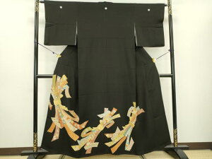 平和屋着物▼豪華黒留袖 刺繍 束ね熨斗宝尽くし文 金彩 京王百貨店扱い 正絹 逸品 DAAT3271fe