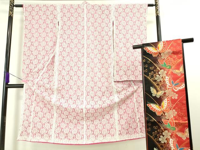 平和屋本店■極上　七五三　女の子　7歳　祝着・袋帯セット　レース　花　逸品　DZAA6804kh5