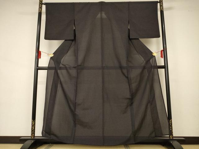 平和屋着物＊夏物　小紋　紗　横段文　銀糸　正絹　逸品　AAAZ8555jd