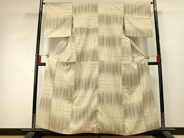 平和屋着物●上質な紬 横段文 正絹 逸品 AABD0598fy