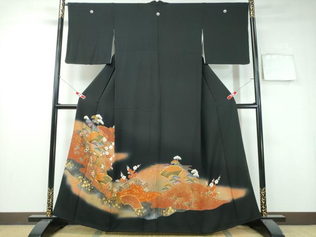 平和屋着物■豪華黒留袖 駒刺繍 松竹梅地紙吉祥文 暈し染め 金彩 正絹 逸品 CAAS1136ng