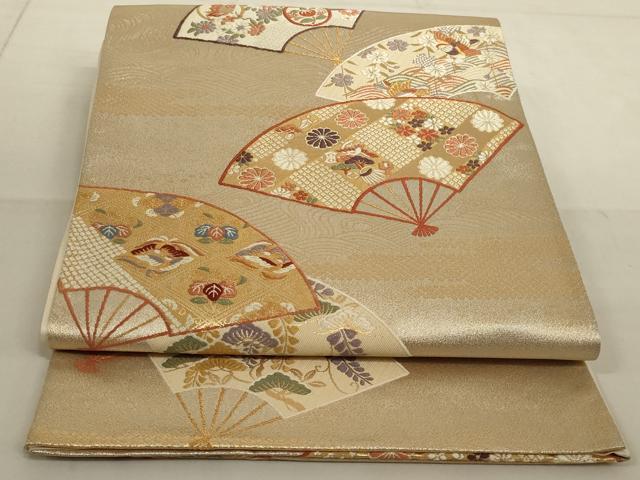 乐天商城 - 平和屋着物◎六通柄袋帯　慶長扇面流文　金糸　正絹　逸品　AAAN4885ou