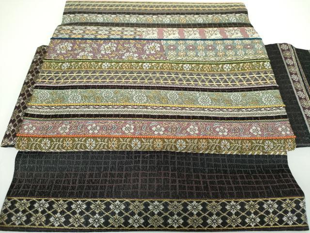 平和屋着物●つけ帯　もじり織　名物裂花文　花兎　金糸　さが美扱い　正絹　逸品　未使用　DAAV6827ps