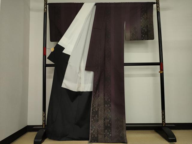 平和屋着物●染色家　岸上純平　本場大島紬　訪問着　カタス9マルキ　エ霞舞桜文　正絹　逸品　AAAY4775ck