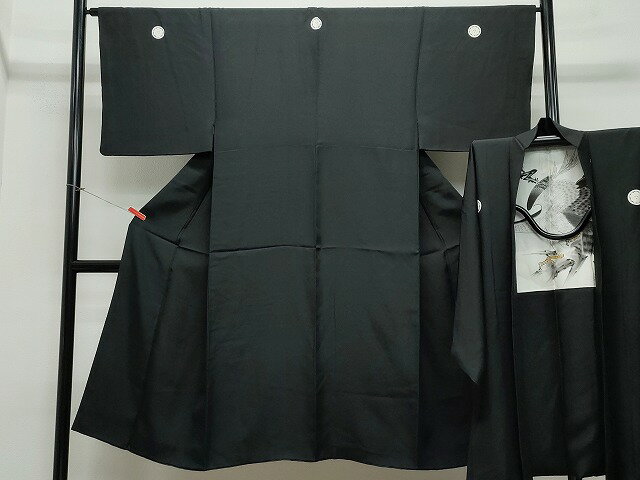 平和屋着物●男性 黒紋付 羽織セット 正絹 逸品 CAAU9658vf