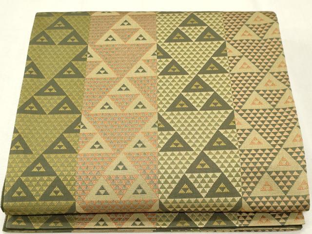 平和屋着物◎全通柄袋帯　唐織　鱗文　正絹　逸品　CAAX6732ou