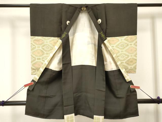 平和屋着物[]お宮参り　男の子　祝着　産着　初着　のしめ　翁　扇面花文箱　金彩　逸品　DABA3758ma 2