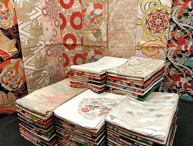 平和屋着物■袋帯 西陣 まとめて100点 鳳凰 鶴 孔雀 向かい鴛鴦 蝶 風景 更紗 花柄 正倉院 金銀糸 など 未使用品あり 全て正絹 mmm970