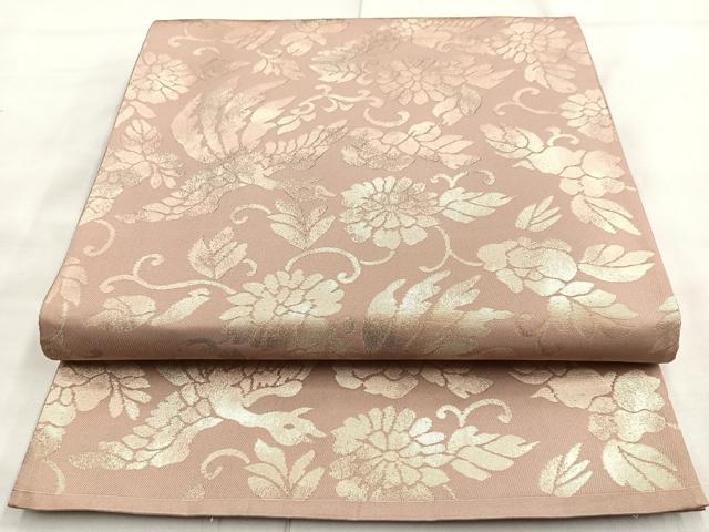 平和屋着物◎六通柄袋帯 鳳凰花文 金糸 正絹 逸品 BAAM3388cm