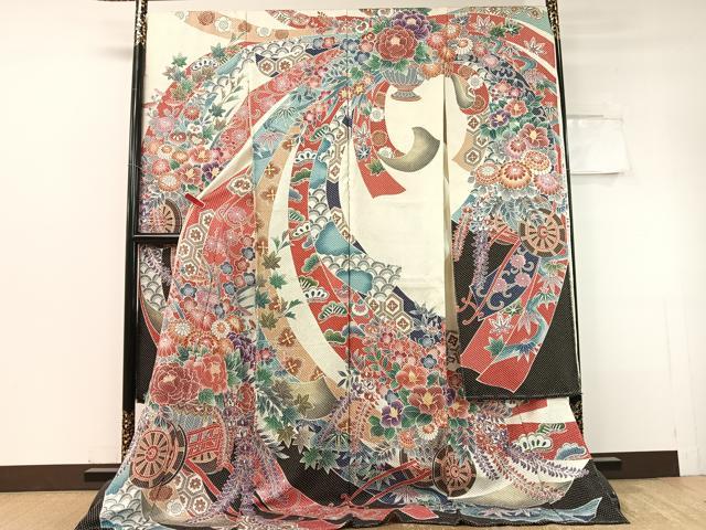 平和屋着物●上質な小紋　藤娘きぬたや・杢目絞り　正絹　逸品　AABI3019ph 平和屋本店＊極上 夏物 名門 藤娘きぬたや・総絞り 杢目絞り 小紋 絽