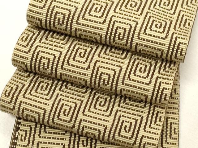 Obi - 平和屋着物●男性　本場筑前博多織　両面　角帯　渦巻き文　正絹　逸品　CABG2950dy