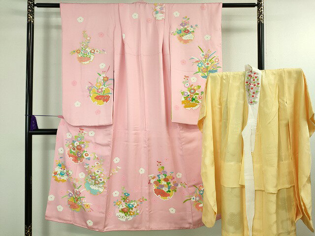 平和屋本店■極上　七五三 女の子 7歳 祝着　襦袢(無双仕立て・半衿刺繍)セット　友禅　作家物　金彩　三越扱い　逸品　DZAB1588kh5