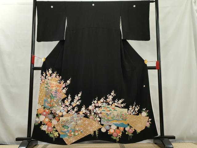 平和屋着物■豪華黒留袖 作家物 色紙風景文 金彩 正絹 逸品 AAAW2601cs