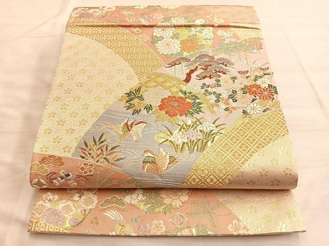 平和屋着物●六通柄袋帯 唐織 青海花丸小袖 金糸 正絹 逸品 BAAL2717du