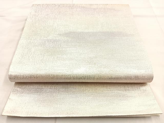 平和屋着物◎六通柄袋帯　霞文　銀糸　正絹　逸品　BAAM6534cm