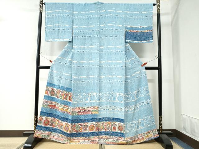 平和屋着物＊夏物　小紋　縦絽　水玉　洗える着物　CAAW3148ut 平和屋着物＊夏物 小紋 縦絽 水玉 洗える着物 CAAW3148ut