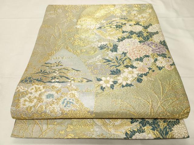 平和屋着物▼六通柄袋帯　唐織　花鳥文　金糸　正絹　逸品　CAAZ6782dy