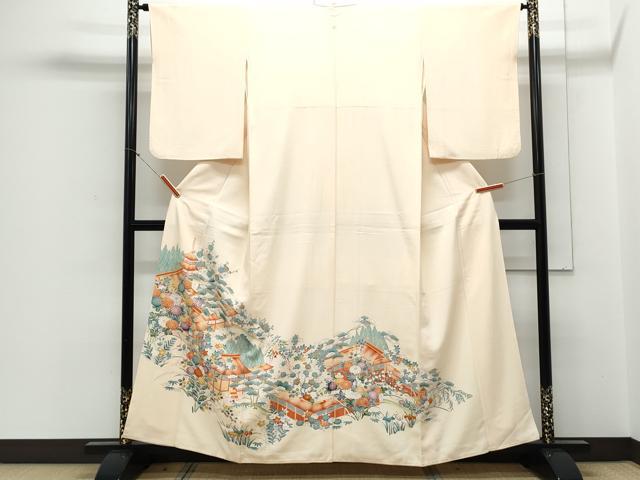 平和屋着物■豪華色留袖　駒刺繍　風景花文　金彩　正絹　逸品　CABD5396th