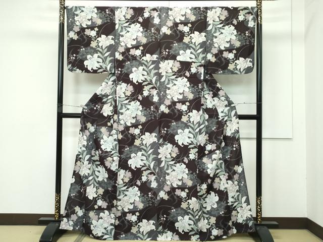 Kimono - 平和屋着物■極上　夏物　撫松庵　小紋・浴衣兼用　セオアルファ　草花文　洗える着物　逸品　CZAA3961s5