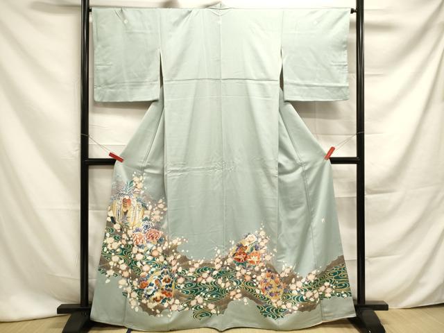 平和屋着物■豪華色留袖 作家物 駒刺繍 花鳥文 金彩 正絹 逸品 DAAQ0015op