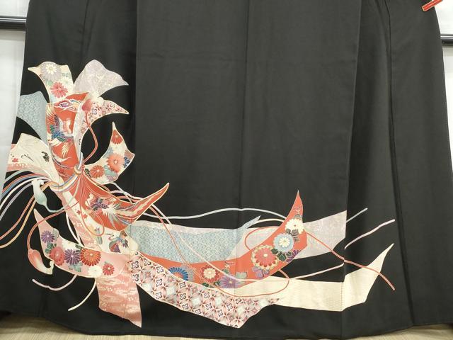 平和屋の平和屋着物■豪華黒留袖 駒刺繍 束ね熨斗花鳥文 金彩 正絹 逸品 DABG4727qa｜アングル3