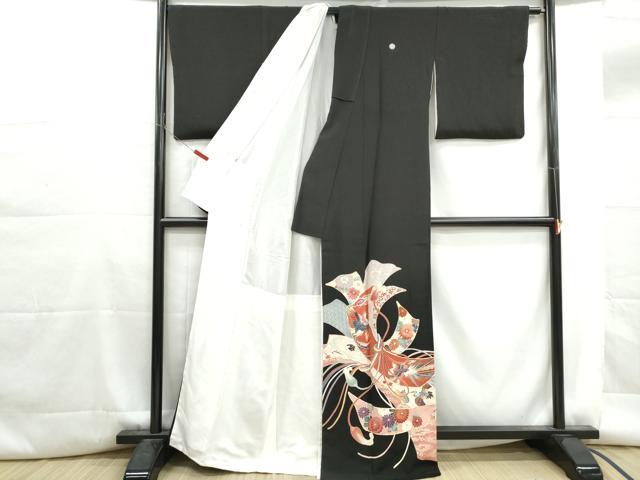 平和屋の平和屋着物■豪華黒留袖 駒刺繍 束ね熨斗花鳥文 金彩 正絹 逸品 DABG4727qa｜アングル2