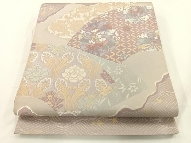 平和屋着物◎六通柄袋帯 唐織 地紙花鳥文 金糸 正絹 逸品 AAAP5735wt