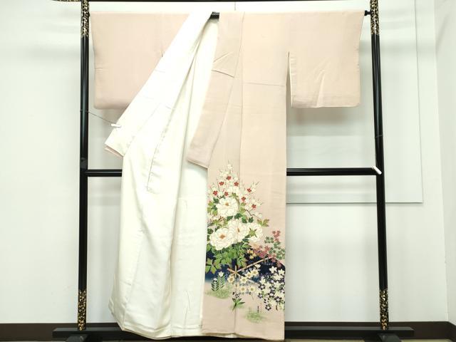 平和屋の平和屋本店■極上　浦野理一　金彩友禅　色留袖　草花文　金彩　鬼しぼ縮緬　白茶色地　逸品　CZAA3327s5｜アングル2