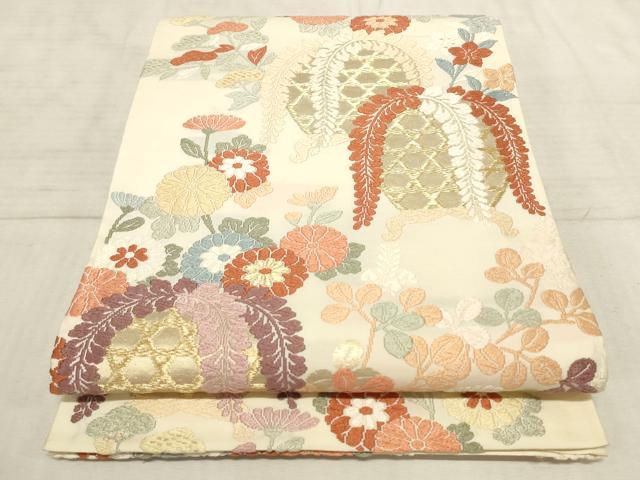 平和屋着物■六通柄袋帯　唐織　草花文　金糸　正絹　逸品　AAAR9428pf
