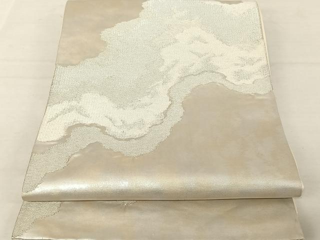 平和屋着物◎六通柄袋帯　霞文　銀糸　正絹　逸品　AAAZ8806mw